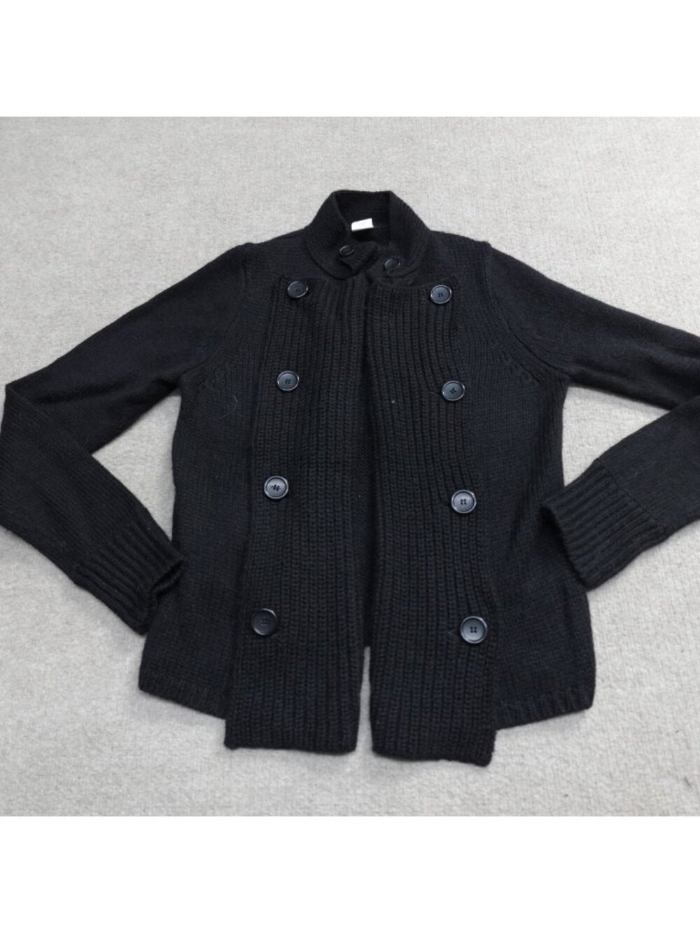 J.Crew Womens Sweater Small Black Open Front Cardigan Superfine Alpaca Merino